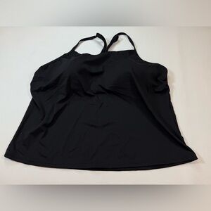 Lands End 22W criss cross back black swimsuit plus top (bin HH61)